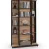 Bibliothèque coulissante 5 niveaux 15 niches bois et noir