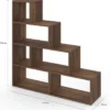 Bibliothèque escalier bois effet noyer 6 cases