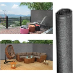 Brise vue gris 1,5m x 10m occultant 220g m²