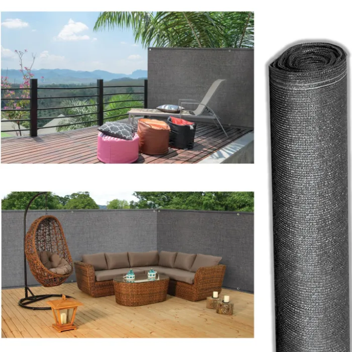 Brise vue gris 1,5m x 10m occultant 220g m²