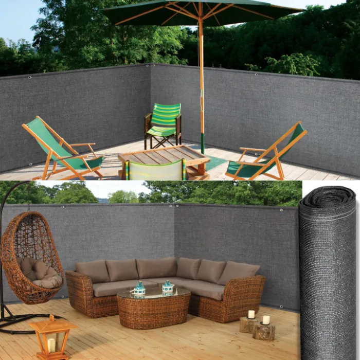 Brise vue 1,8m x 10m gris occultant 220g m2