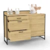 Buffet bas de cuisine 120 cm 3 tiroirs design industriel