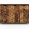 Buffet bas industriel 110 cm avec placards et tiroirs
