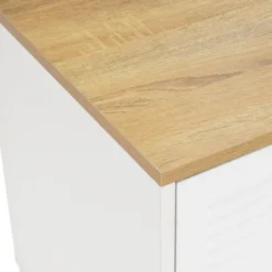 Buffet bas industriel 4 portes métal blanc et plateau bois