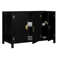 Buffet bas noir style asiatique 3 portes