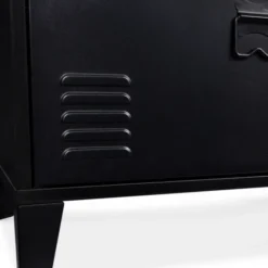 Buffet bas style industriel 4 portes métal noir et plateau bois 140 cm