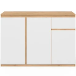 Buffet blanc et bois 100 cm 3 portes et 1 tiroir