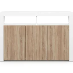 Buffet blanc et bois 3 portes avec LED