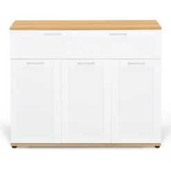 Buffet blanc et bois 3 portes et 1 tiroir