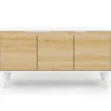 Buffet blanc et bois scandinave 3 portes 113 cm