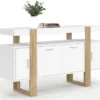 Buffet bois et blanc 140 cm avec 4 portes