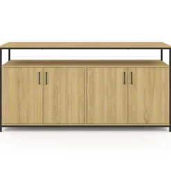 Buffet bois et noir style industriel 160 cm 4 portes