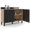 Buffet casserolier 120 cm 1 placard, 3 tiroirs et un plan de travail