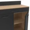 Buffet casserolier de cuisine de 80 cm avec 2 portes, 1 tiroir et un plan de travail façon hêtre
