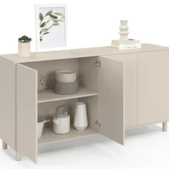 Buffet 160 cm 4 portes bois coloris beige