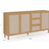 Buffet 160 cm 4 portes bois et effet lin
