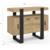 Buffet 100cm 4 portes bois et noir avec étagère