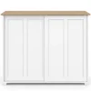 Buffet 100 cm 2 portes coulissantes blanc plateau façon bois
