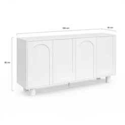 Buffet 160 cm 4 portes design arche blanc