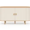 Buffet 140 cm 2 portes effet cannelé beige et bois