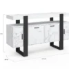 Buffet 140 cm 4 portes effet marbre blanc et noir