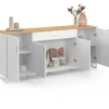 Buffet 180 cm 4 portes et 1 tiroir bois et blanc