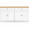 Buffet 160cm 4 portes et 2 tiroirs blanc et plateau bois
