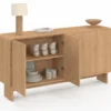 Buffet 160 cm 4 portes façon hêtre design arrondi