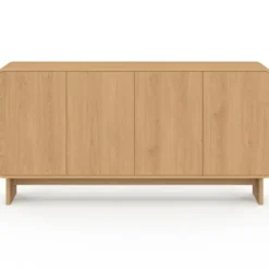 Buffet 160 cm 4 portes façon hêtre design arrondi