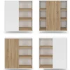 Buffet d'appoint 70 cm 3 étagères et 1 porte coulissante réversible blanc et bois montage facile
