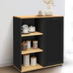 Buffet d'appoint noir et bois