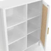 Buffet d'appoint 3 étagères et placard de 70 cm blanc avec cannage