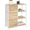 Buffet d'appoint 3 tiroirs et étagères 70 cm design industriel bois et blanc
