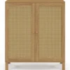 Buffet d'appoint vintage 70 cm 2 portes effet cannage