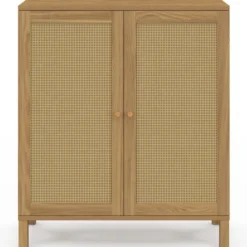 Buffet d'appoint vintage 70 cm 2 portes effet cannage