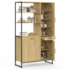 Buffet de cuisine avec colonne de rangement 3 portes design industriel