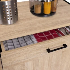 Buffet de cuisine industriel bois et métal 60 cm