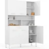 Buffet de cuisine vaisselier blanc brillant 120 cm