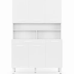 Buffet de cuisine vaisselier blanc brillant 120 cm