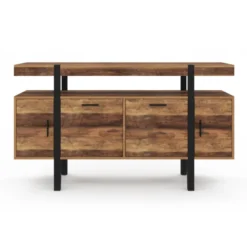Buffet de salon industriel 4 portes bois et noir