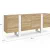 Buffet enfilade 200 cm 4 portes bois et blanc