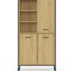 Buffet haut style industriel 160 cm bois et métal avec rangement
