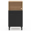 Buffet mi-haut 60 cm avec 1 tiroir et 2 portes façon hêtre et noir