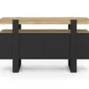 Buffet noir avec plateau bois 140 cm 4 portes