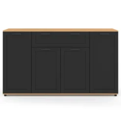 Buffet noir et bois 4 portes 1 tiroir