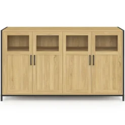 Buffet 4 portes avec vitrines 140cm design industriel
