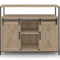 Buffet portes coulissantes grange bois clair effet vieilli