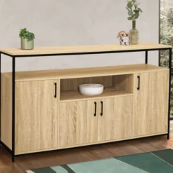 Buffet 4 portes industriel avec niche 140 cm