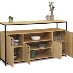 Buffet 4 portes industriel avec niche 140 cm