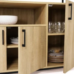 Buffet 4 portes industriel avec niche 140 cm